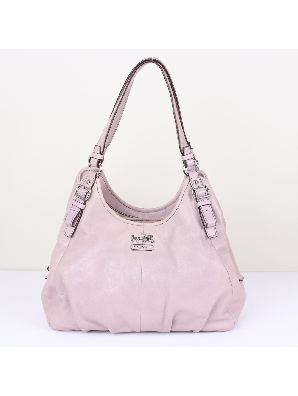 Coach Madison Maggie Dusty Pink Leather Shoulder Bag Hobo Silver Hardware